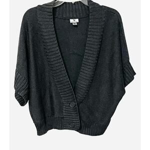 WORTHINGTON SHORT DOLMAN SLEEVE SWEATER, WOMENS, XL, DARK GREY, DEEP V-NECK